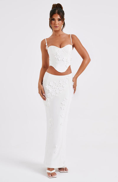 White Floral - Embellished Two - Piece Set