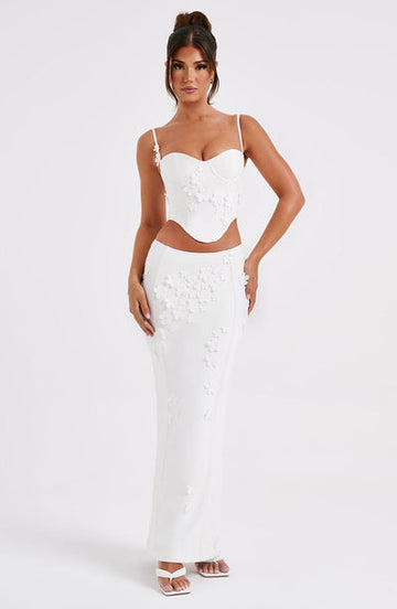 White Floral - Embellished Two - Piece Set