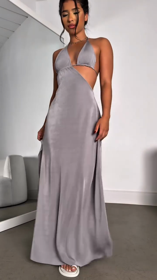 Halter Neck Cut - Out Maxi Dress
