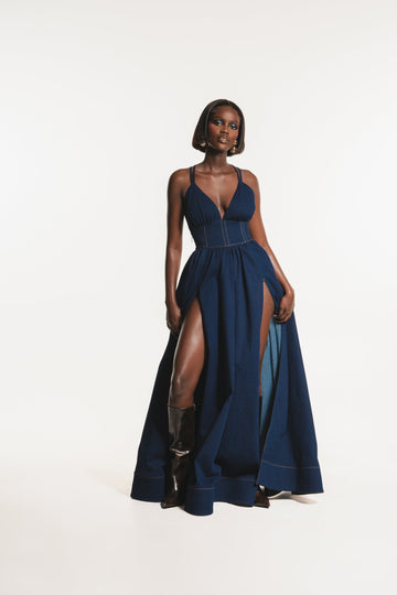 Blue Denim Maxi Dress