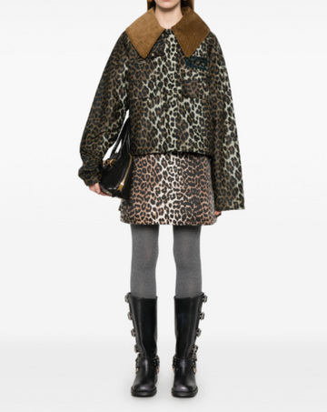 leopard print cropped jacket