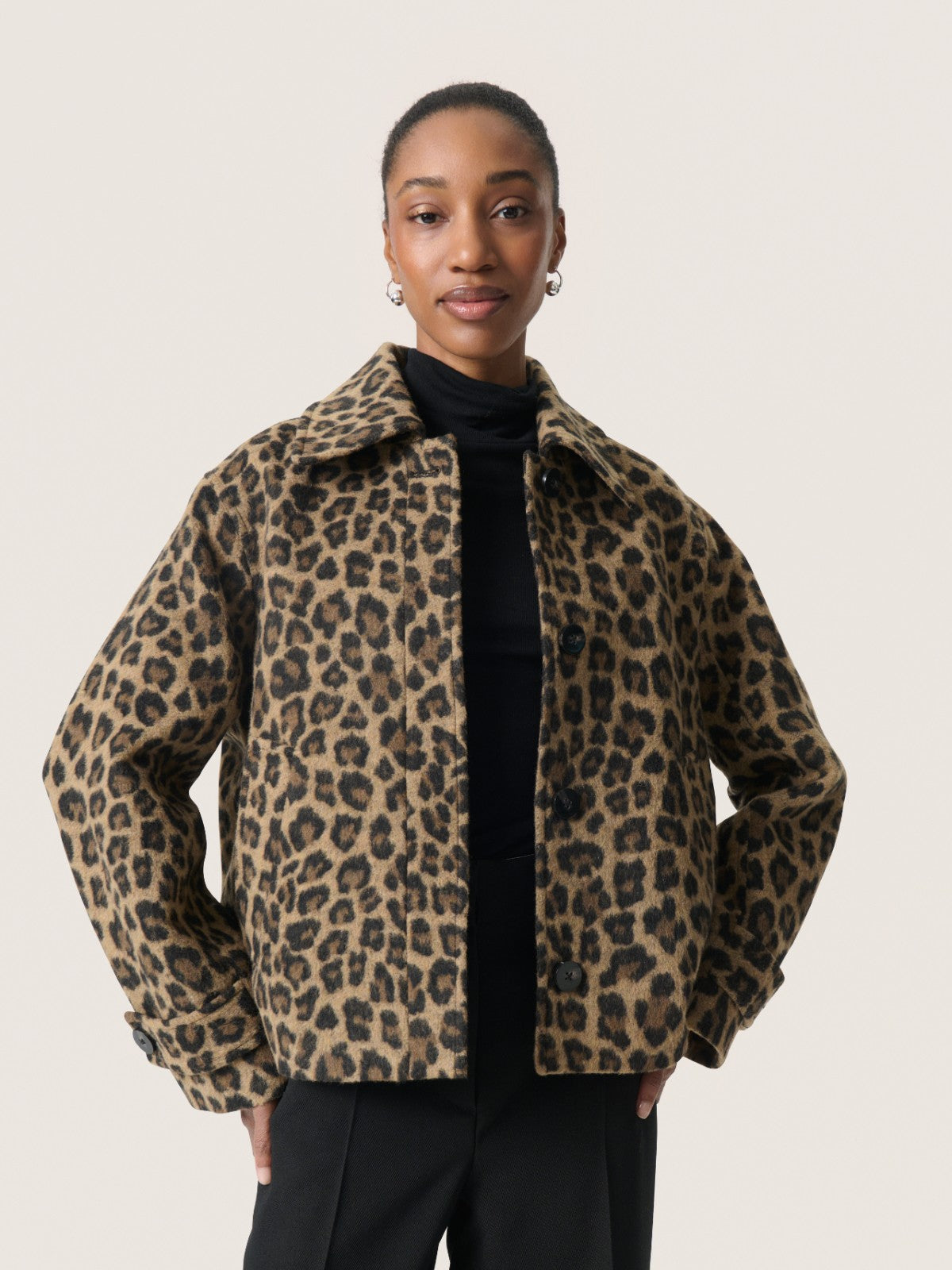 Leopard Print Cropped Wool Jacket