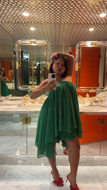 Emerald Green Asymmetric Dress
