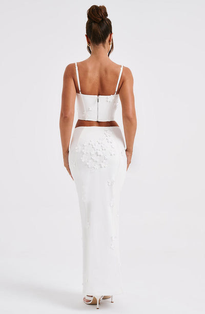 White Floral - Embellished Two - Piece Set