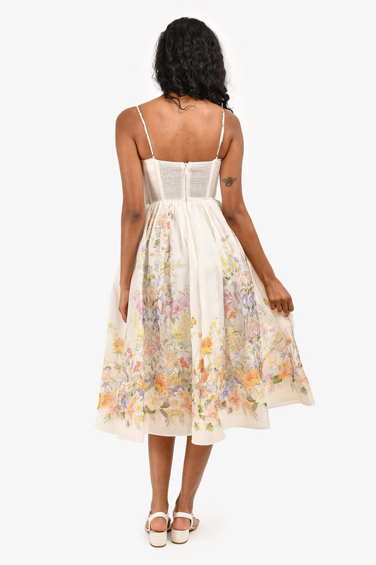 Floral - Printed Linen Midi Dress