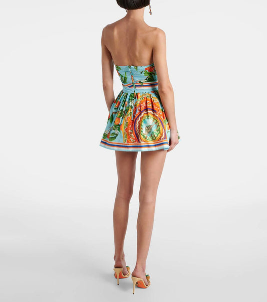 Floral - Printed Strapless Mini Dress