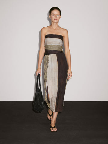 Color - Block Strapless Maxi Dress