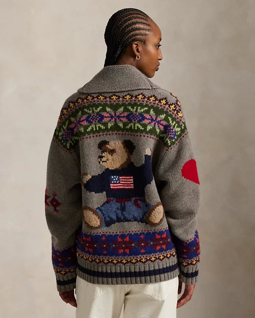 Patterned Zip - Up Cardigan Sweater