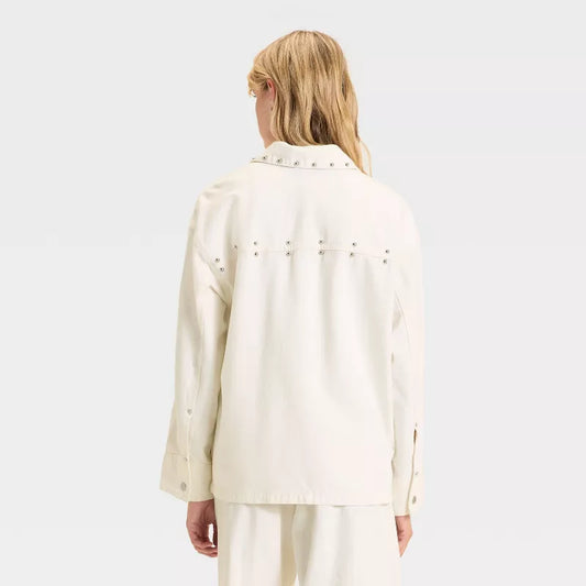 White Studded Denim Jacket