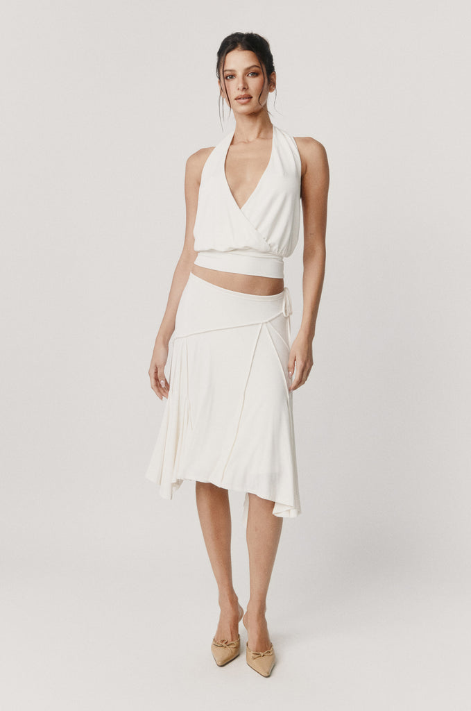 White Halter Neck Two - Piece Set