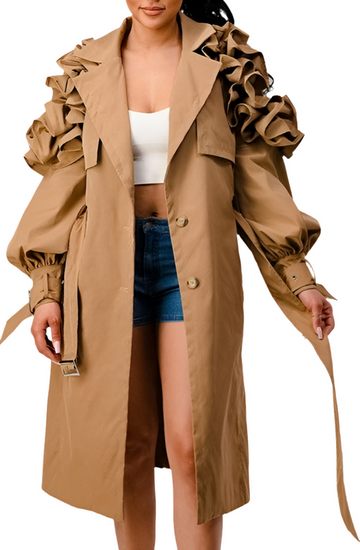 Exquisite and unique lantern sleeve overcoat