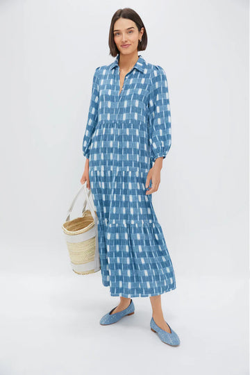 Blue Checkered Shirt Dress