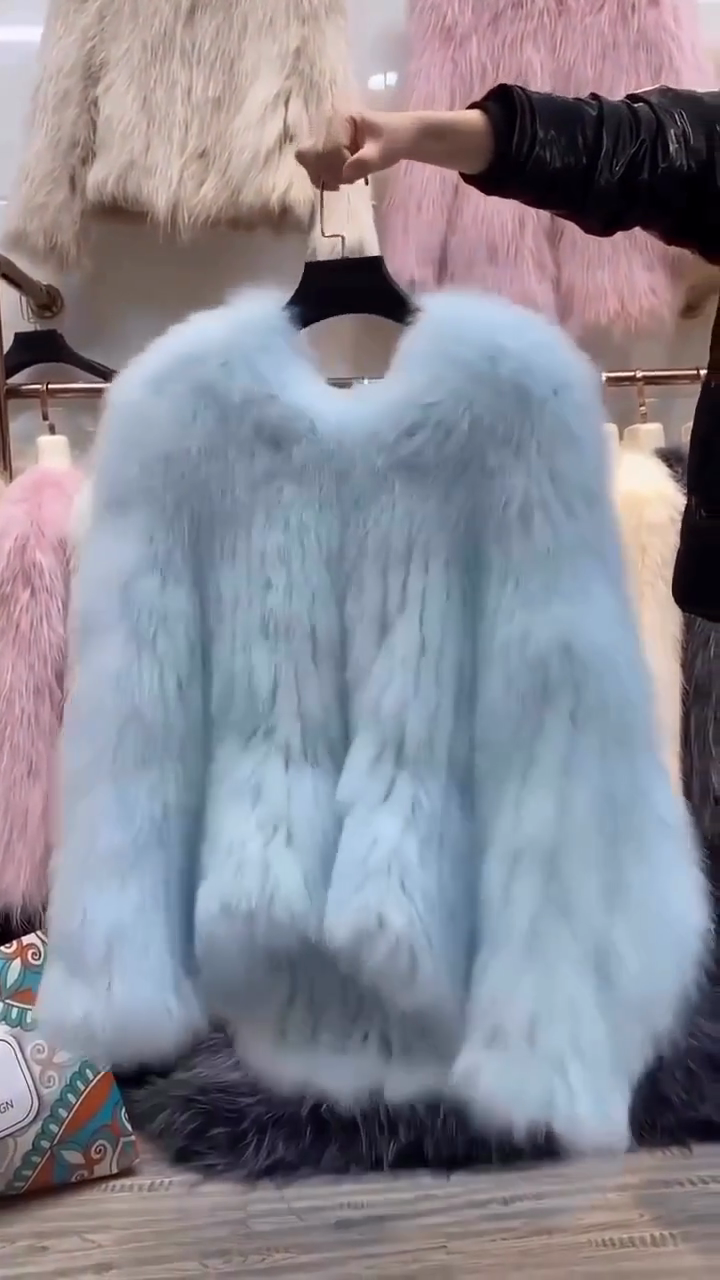 Light Blue Faux Fur Jacket