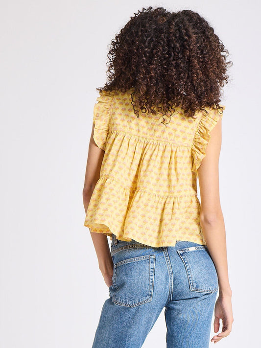 Floral - print Ruffled Sleeveless Top