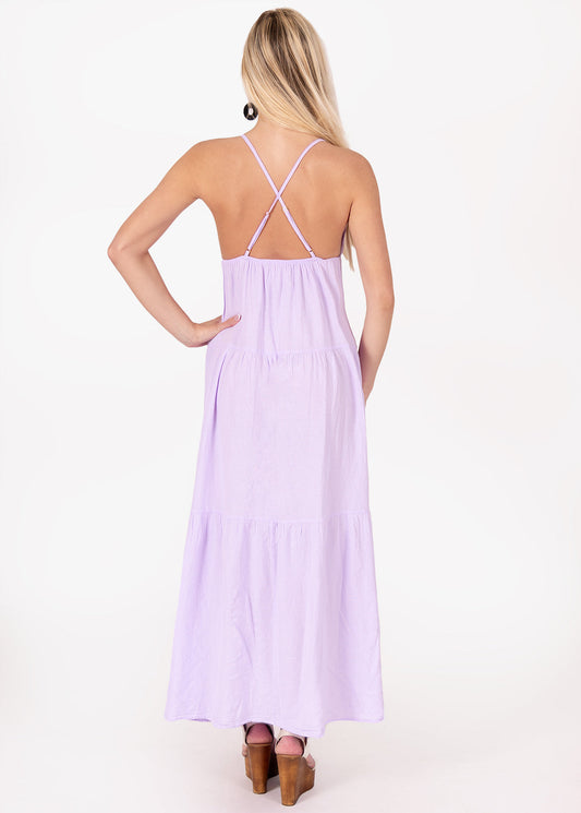 Halter - Neck Tiered Maxi Dress