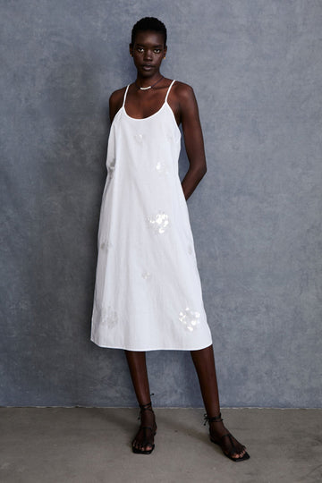 White Sequin - Embellished Slip Dress