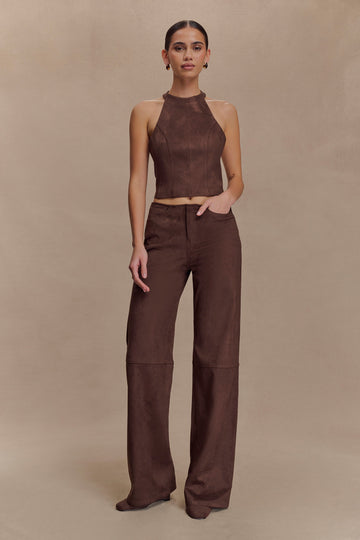 Brown Faux Suede Co - ord Set